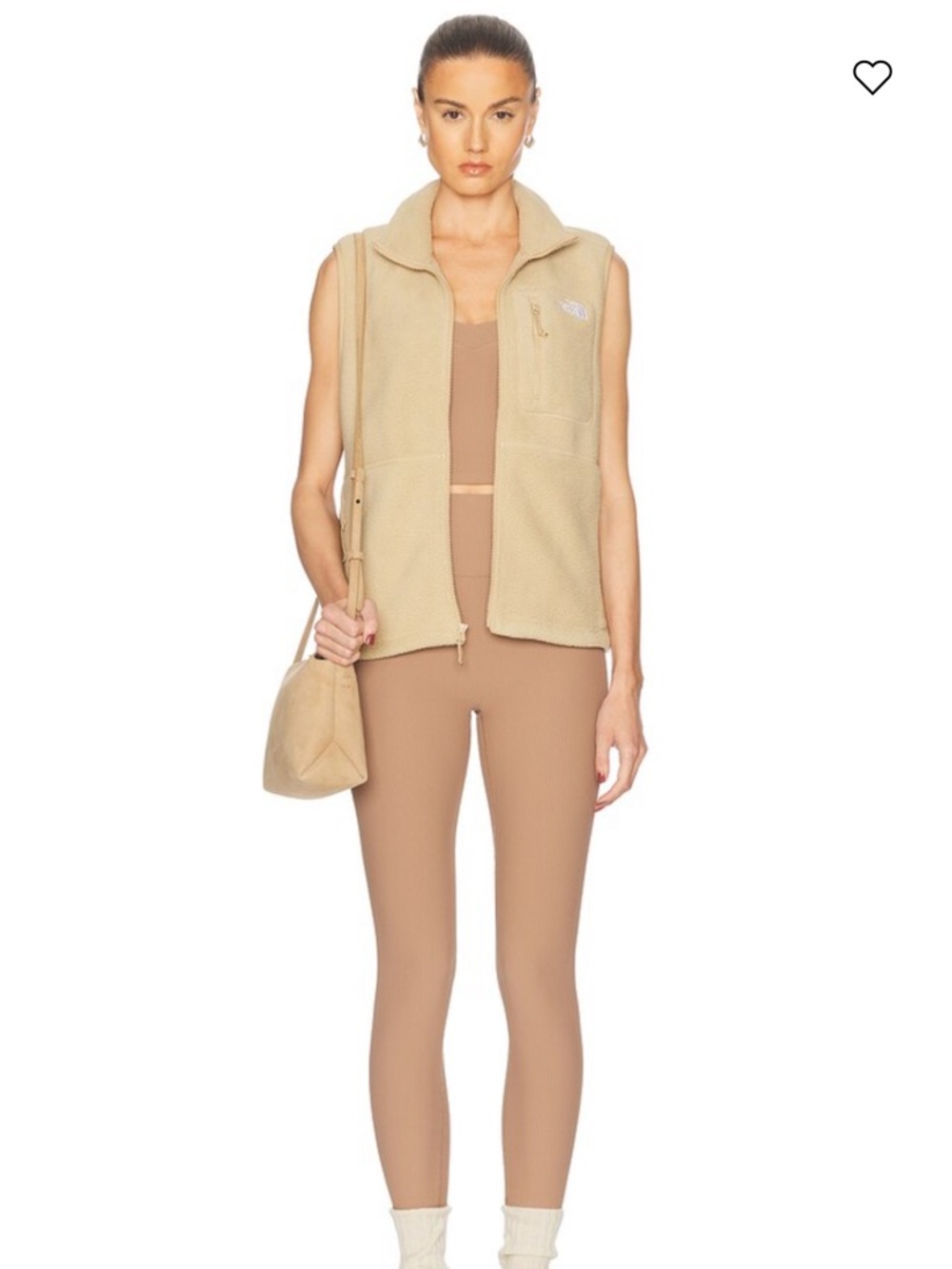 The North Face Tan Fleece Zip Vest- Missing Zipper in front of vest